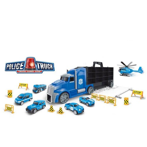 Детски камион Автовоз Police Truck с Коли и Хеликопрер | P91919