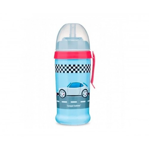 Спортна нетечаща чаша Canpol Racing със сламка,тъмно синя 350 мл | P78149