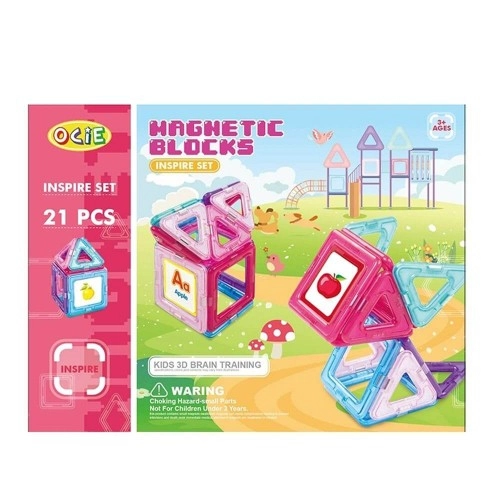 Конструктор 21 части Magnetic Blocks Inspire РОЗОВ | P79792