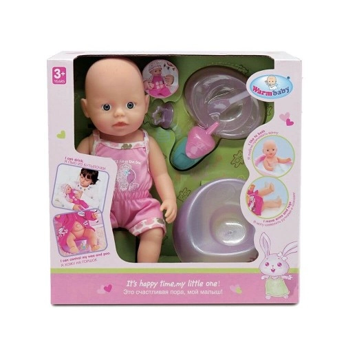 Пишкаща кукла с гърне и прибори за хранене Warm Baby | P79894