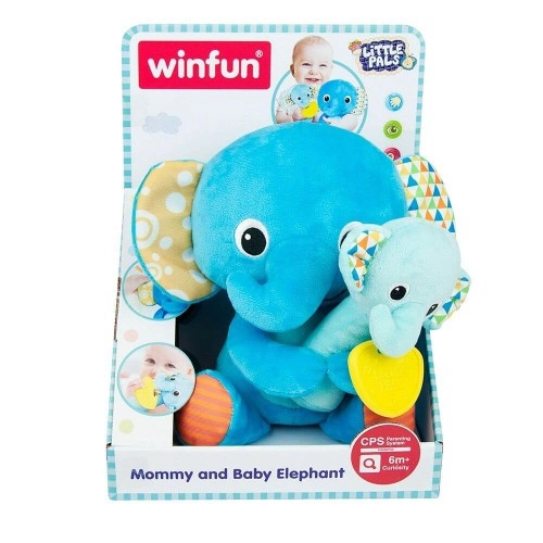 Плюшен слон с бебе слонче-дрънкалка Winfun Little Pals | P79904
