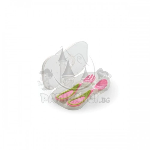 Комплект вилица и лъжица в кутия розов Nuvita | P20464