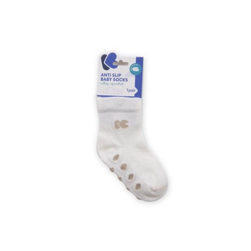 Бебешки памучни чорапи против подхлъзване WHITE 0-6 месеца | P82673