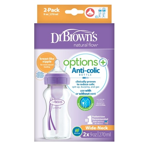 Шише Dr.Browns Wide-Neck Options+ 2 бр. 270 ml Лилаво | P84298