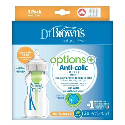 Бебешко шише Dr.Browns Wide-Neck Options+ 3бр. 270 ml. | P84299