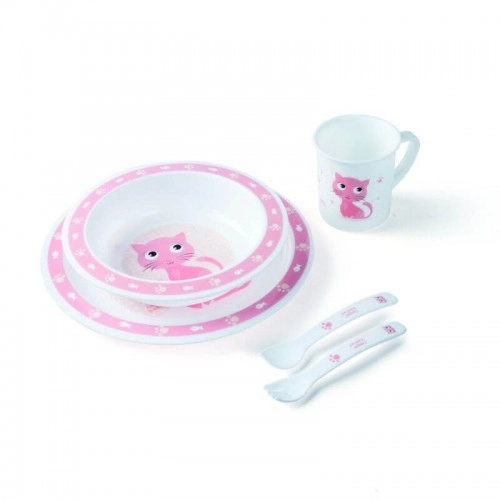 Пластмасов комплект за хранене Canpol Happy Animals, розов | P84712