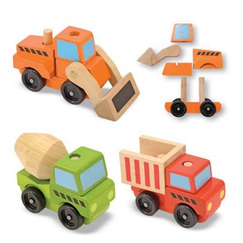 Детски комплект от 3 дървени камиони-конструктор Melisa and Doug | P85576