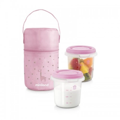 Детски комплект контейнери Miniland PACK-2-GO светло розов | P87180