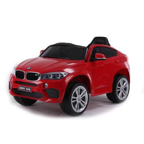 Детски акумулаторен джип BMW X6M с кожена седалка червен | P87252