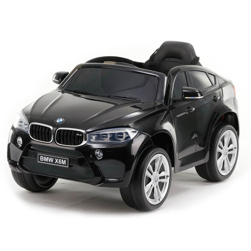Детски акумулаторен джип BMW X6M с кожена седалка черен | P87253