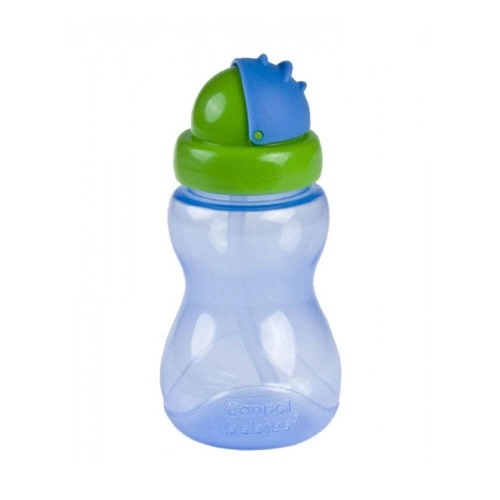 Детско преходно шише със сламка и капаче Canpol синьо 270 мл. | P87812