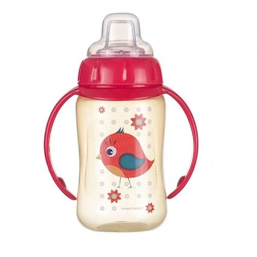 Детска чаша със силиконов накрайник и дръжки Canpol червена | P87823