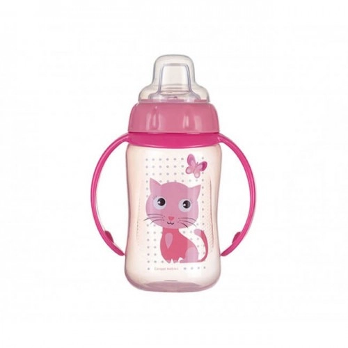 Детска чаша със силиконов накрайник и дръжки Canpol Cute розова | P87824