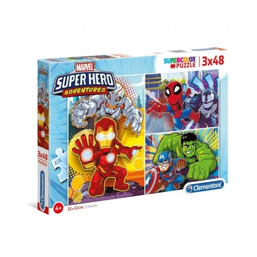 Детски суперцветен пъзел Clementoni Marvel Super Hero 3x48 pcs | P88295