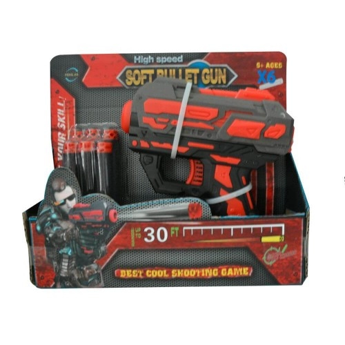 Детски мини пистолет с 6 бр. меки стрели Ocie Red Guns | P88491