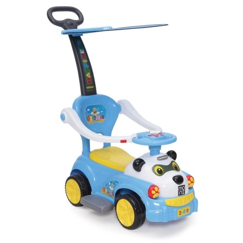 Детска кола за бутане с дръжка Moni Panda синя | P88572