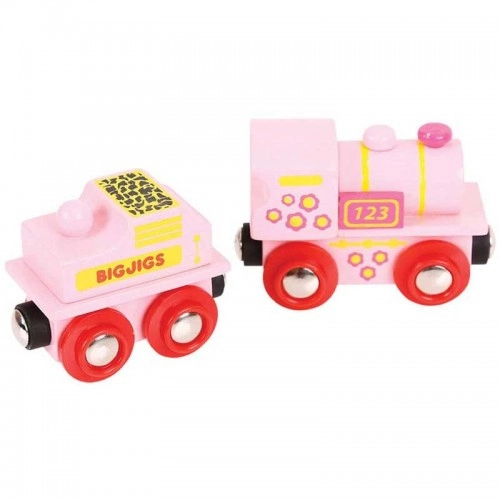 Детска дървена играчка BigJigs Pink 123 Engine 123 локомотив 