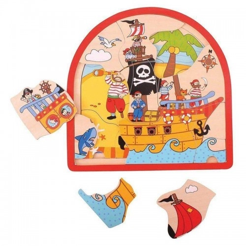 Детски дървен пъзел BigJigs Pirate Arched Puzzle Пирати | P88616