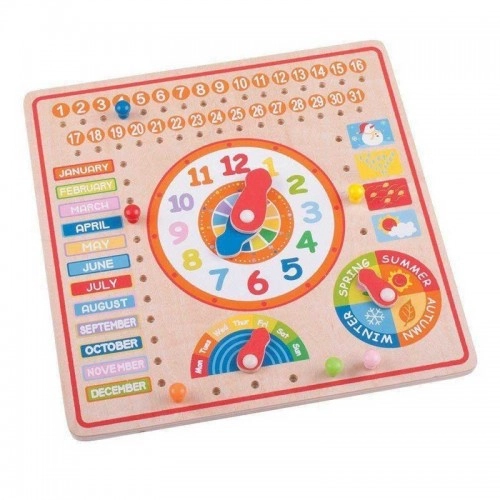 Детска дървена игра BigJigs Calendar Календар и часовник | P88625