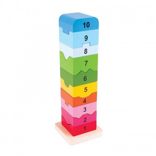 Детска дървена играчка BigJigs Number Tower Кула с числа | P88626