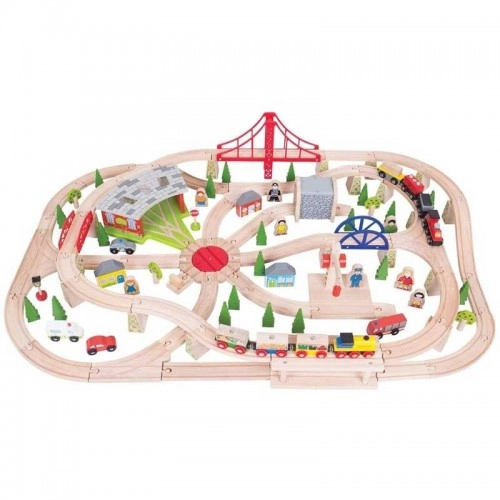 Детска дървена играчка BigJigs Freight Train Set Товарен влак | P88629