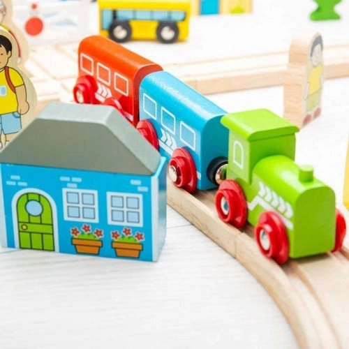 Детска дървена играчка BigJigs Town and Country Train Set | P88631