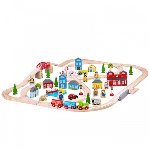 Детска дървена играчка BigJigs Town and Country Train Set | P88631