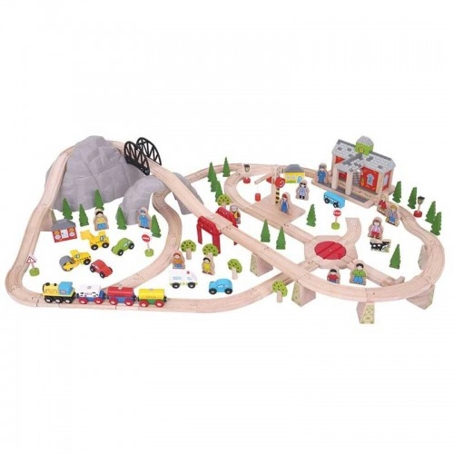 Детска дървена играчка BigJigs Mountain Railway Set | P88632