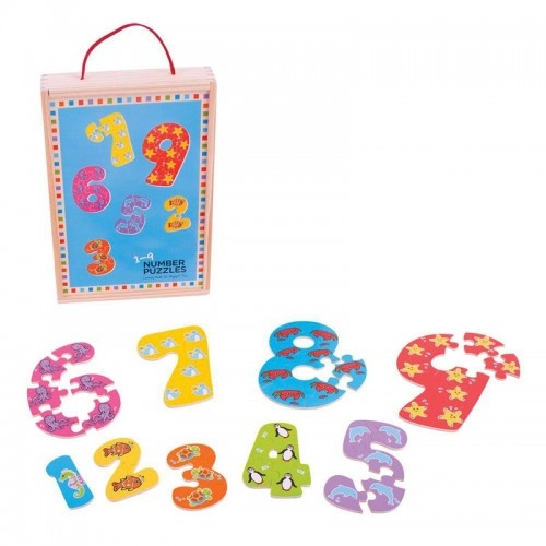 Детски дървени пъзели BigJigs 1-9 Number Puzzles Числата 1-9 | P88674