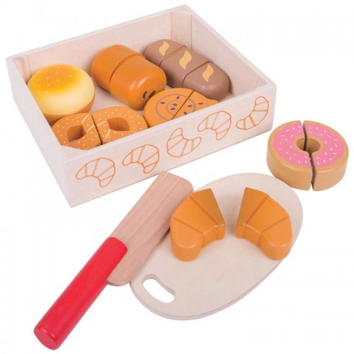 Детска дървена играчка BigJigs Cutting Bread and Pastries Crate | P88675