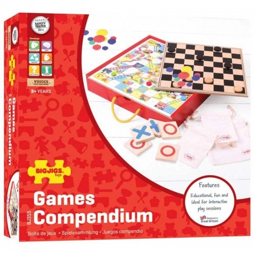 Детски дървен комплект BigJigs Games Compendium Класически игри | P88704