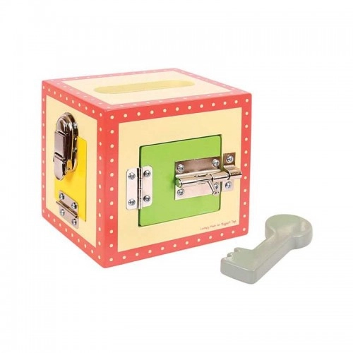 Детска дървена играчка BigJigs Lock Box Кутия за заключване  - 2