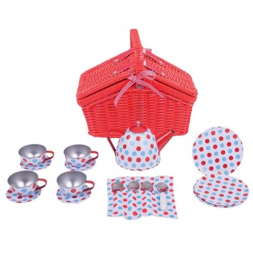Детски комплект за игра BigJigs Spotted Basket Tea Set | P88790
