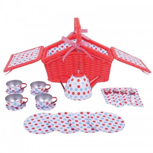 Детски комплект за игра BigJigs Spotted Basket Tea Set | P88790