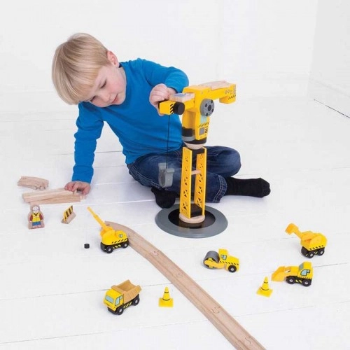 Детски дървен комплект BigJigs Big Crane Construction Set  - 4