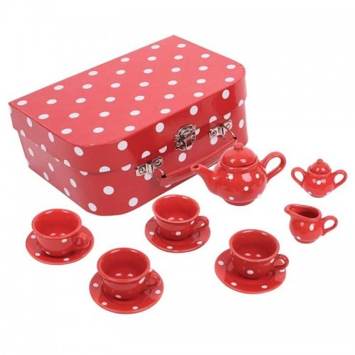 Детски комплект за игра BigJigs Red Polka Dot Porcelain Tea Set | P88862