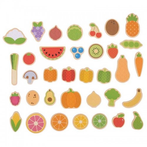Детска дървена играчка BigJigs Fruit and Veg Magnets | P88869