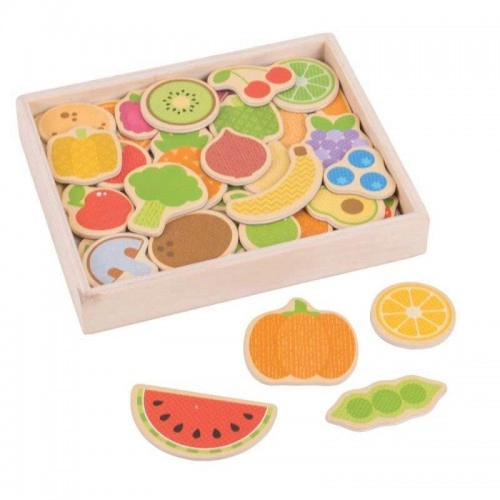 Детска дървена играчка BigJigs Fruit and Veg Magnets | P88869