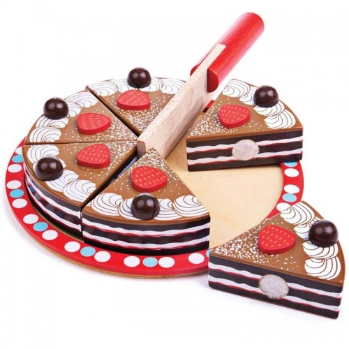 Детска дървена играчка BigJigs Chocolate Cake Шоколадова торта | P88877
