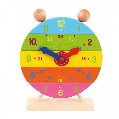 Детска дървена играчка BigJigs Stacking Clock Часовник  - 1