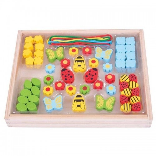 Детска дървена игра BigJigs Bead Box Garden Мъниста „Градина“ | P88902