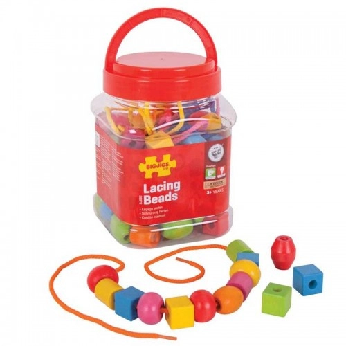 Детска дървена играчка BigJigs Jar of Lacing Beads | P88921