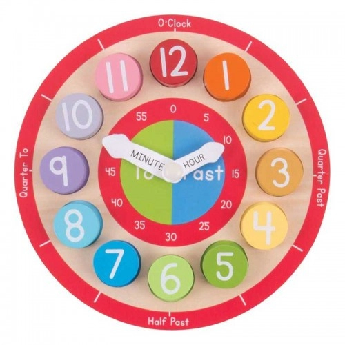 Детска дървена играчка BigJigs Teaching Clock Учебен часовник | P88922
