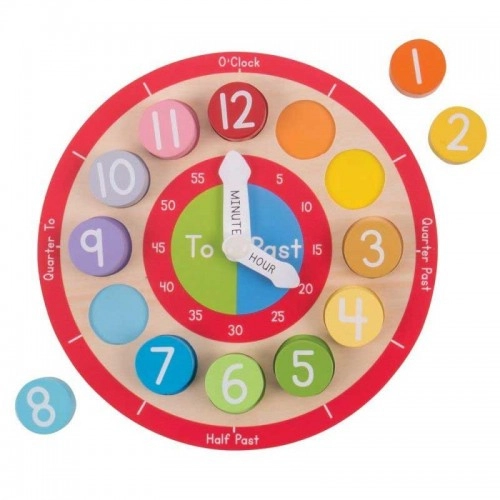 Детска дървена играчка BigJigs Teaching Clock Учебен часовник | P88922