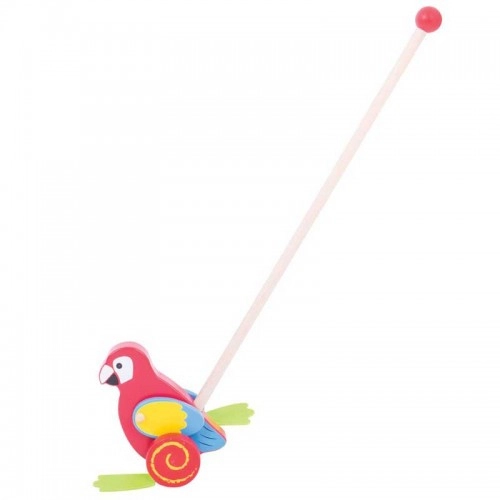 Детска дървена играчка BigJigs Push Along Parrot за бутане | P88927