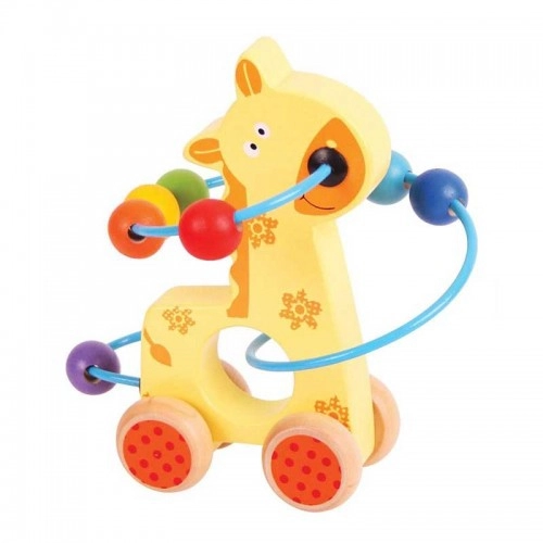 Детска дървена играчка BigJigs Giraffe Push Along Bead Frame | P88930