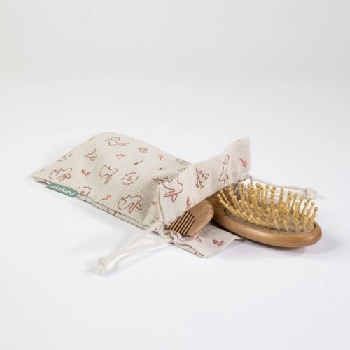 Бебешки комплект Miniland - 2 четки, гребен, торба зайче | P88935