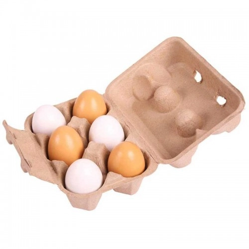 Детска дървена играчка BigJigs Six Eggs in Carton 6 яйца в кутия | P88950
