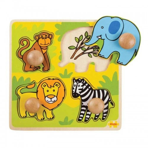Детски дървен пъзел BigJigs My First Peg Puzzle Safari Сафари | P88983