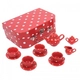 Детски комплект за игра BigJigs Red Polka Dot Porcelain Tea Set  - 1
